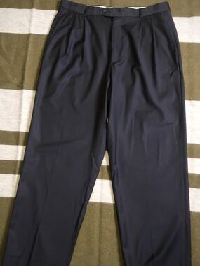 Zanella Navy Pleated Dress Pants